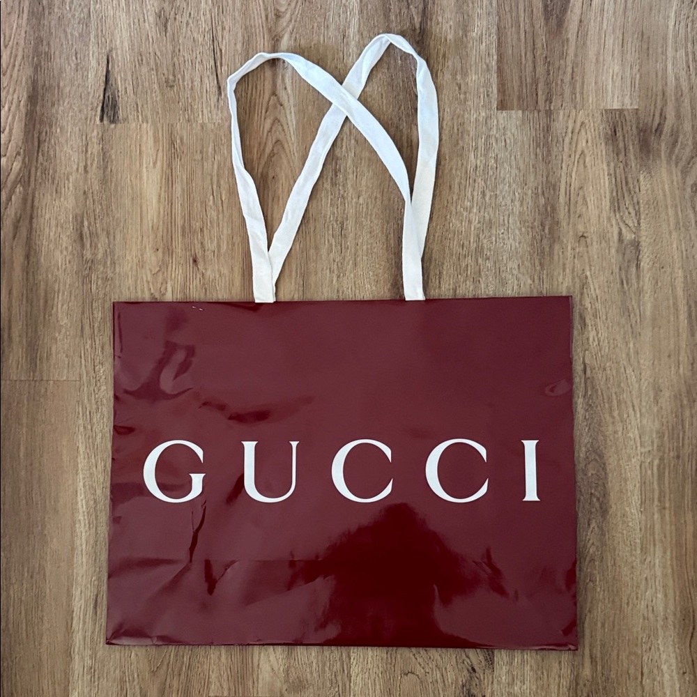 Gucci Burgundy Tote with White Straps